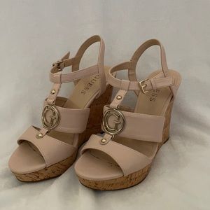Guess pink wedges